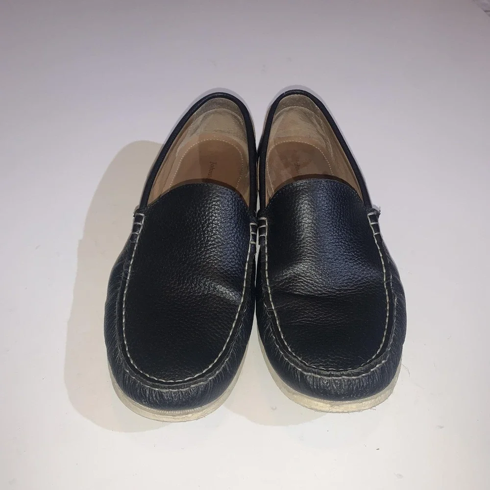 Johnston & Murphy Shoes Mens Size 9.5 Black Leather Slip On Loafers Comfort